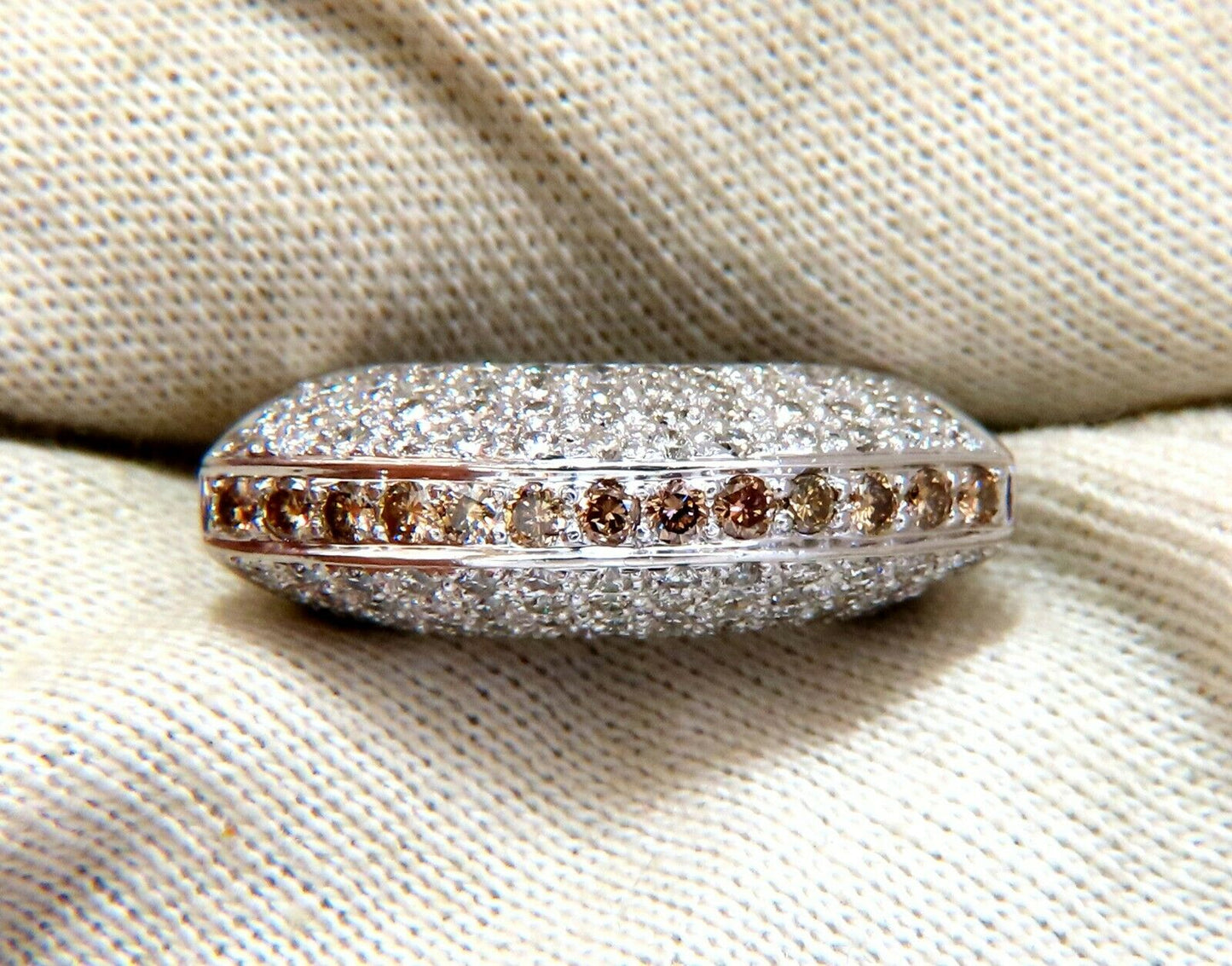 1.84ct natural fancy orange brown Arch dome mod edge deco ring 18kt