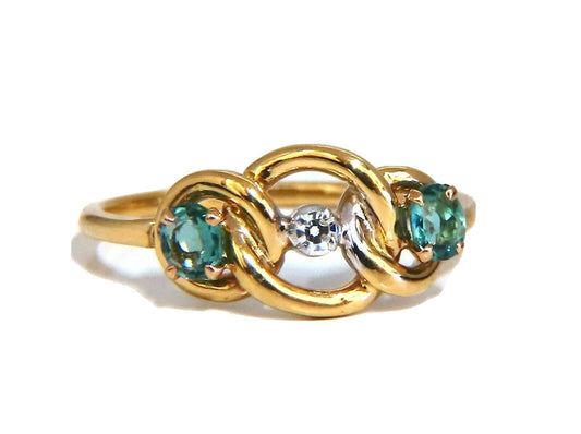 .30-carat green aquamarines and Diamond Infinity Ring 14 karat