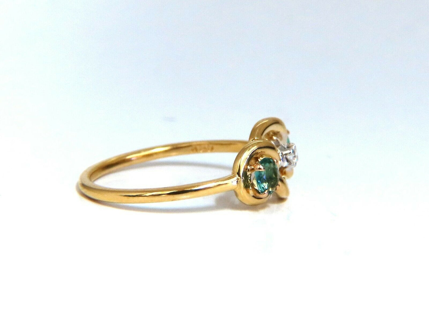 .30-carat green aquamarines and Diamond Infinity Ring 14 karat