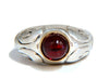 Sterling silver cabochon natural garnet solitaire ring