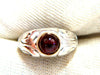 Sterling silver cabochon natural garnet solitaire ring