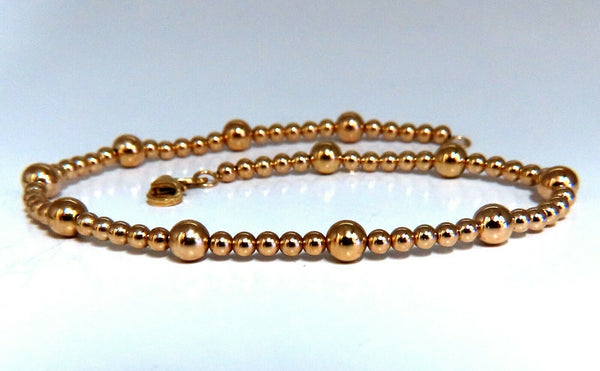 14kt Alternated bull bead bracelet hollow 9.5 inch 4.8mm