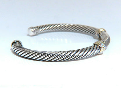 18kt Silver cable bangle bracelet goth deco