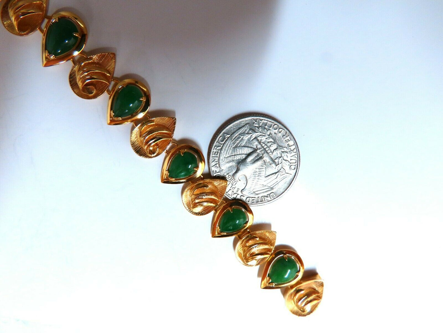 15ct Vintage Estate Natural Jade bracelet 14kt