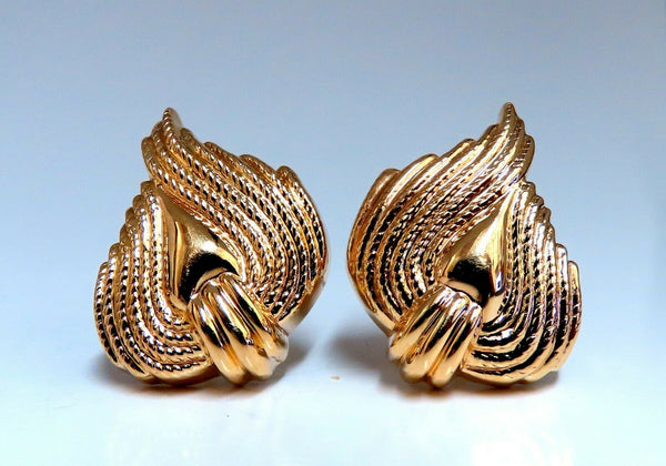 14kt Gold Textured Flaming Clip Earrings