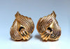 14kt Gold Textured Flaming Clip Earrings