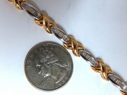 1.60ct natural baguette diamonds x bracelet 14 karat two-tone & safe chain