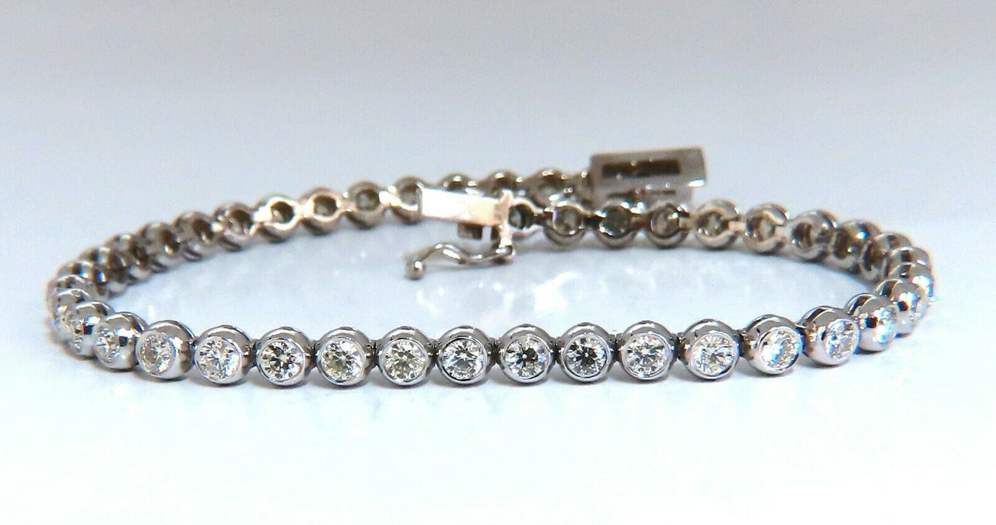 3.07 carat natural round diamonds tubular flush link tennis bracelet 14kt