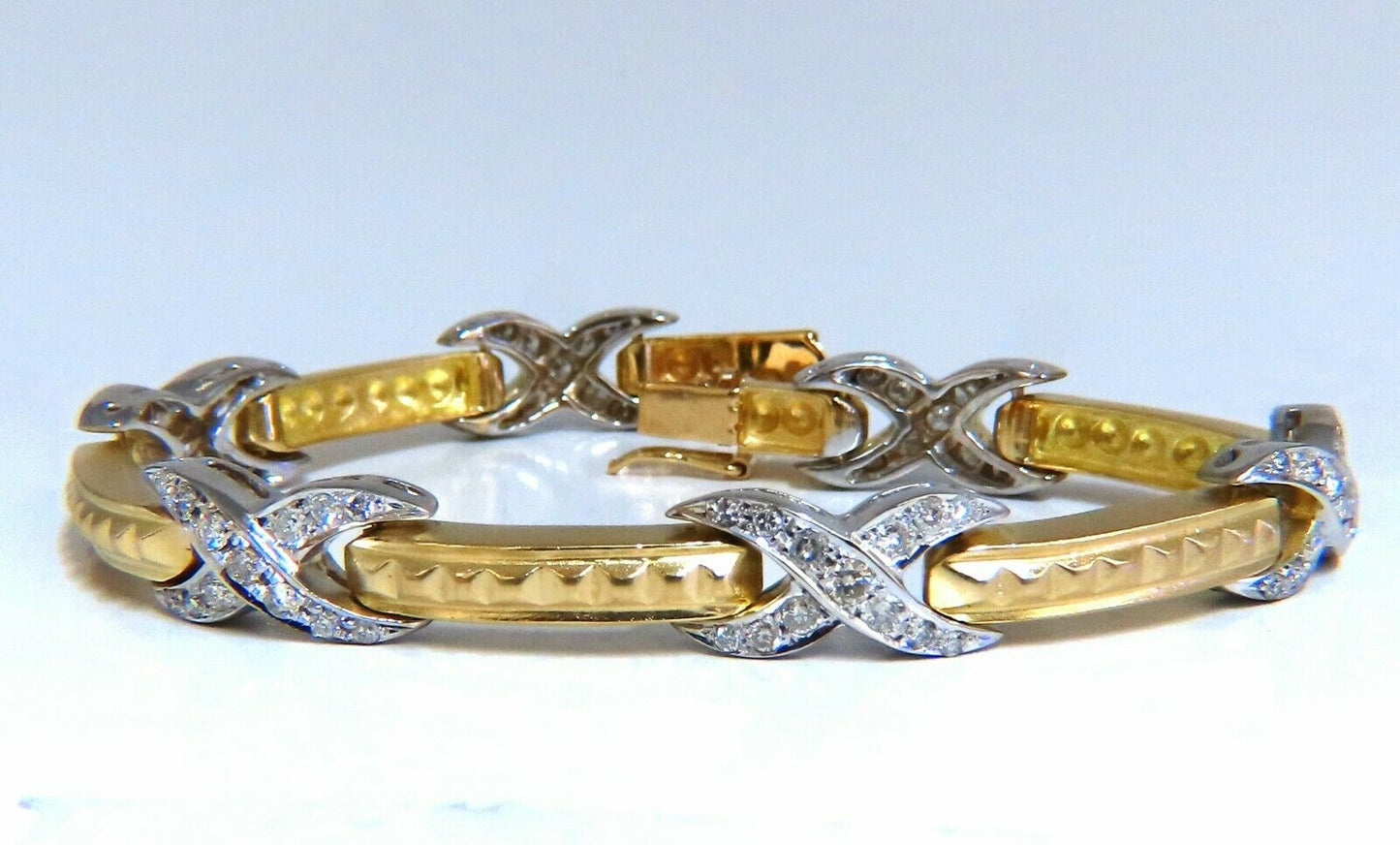 1.54ct natural round diamonds x bracelet 14 karat two-tone 7.5