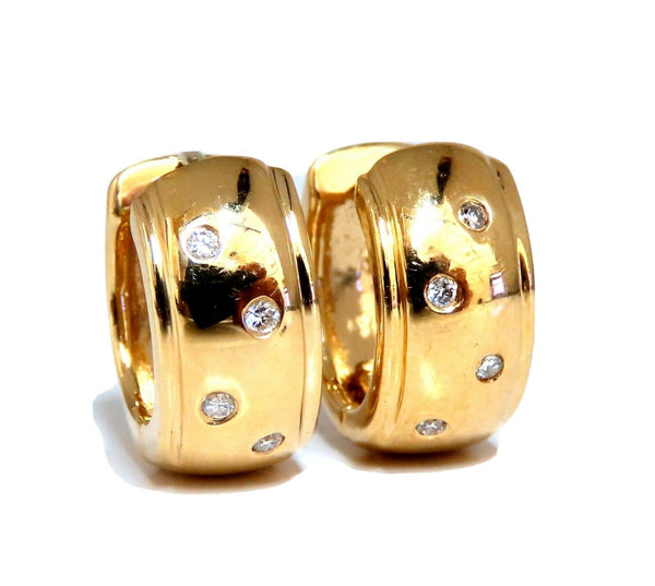 .08ct Natural Round Diamond mini hoop earrings 14kt