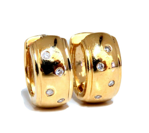 .08ct Natural Round Diamond mini hoop earrings 14kt
