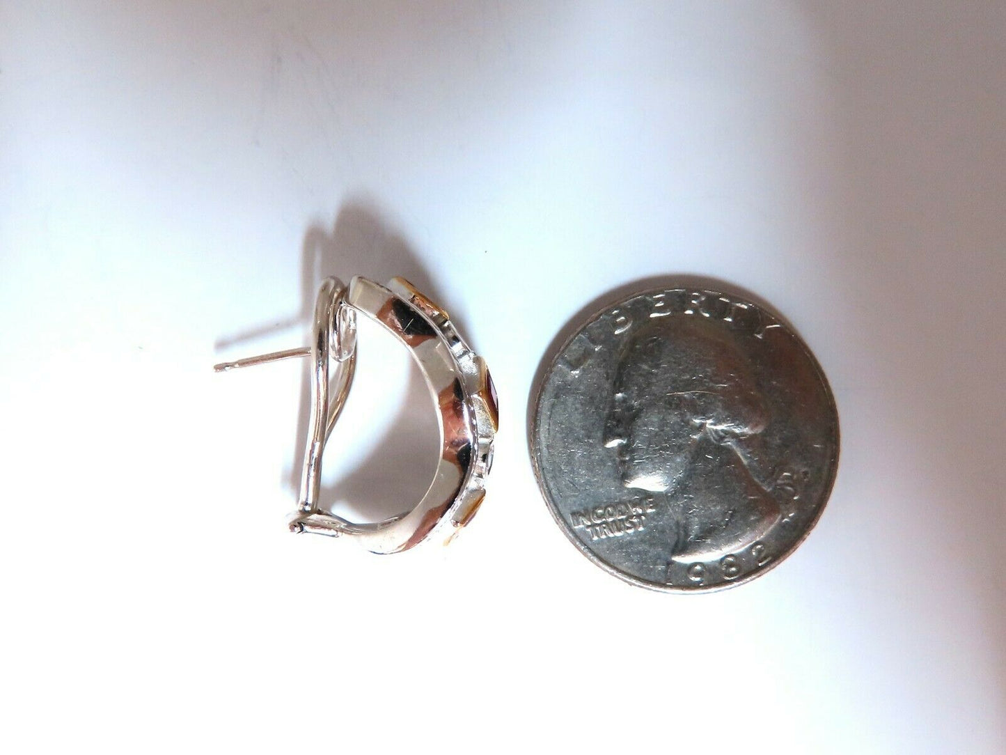 1.10ct. natural Ruby diamonds designer clip earrings 14kt IJM