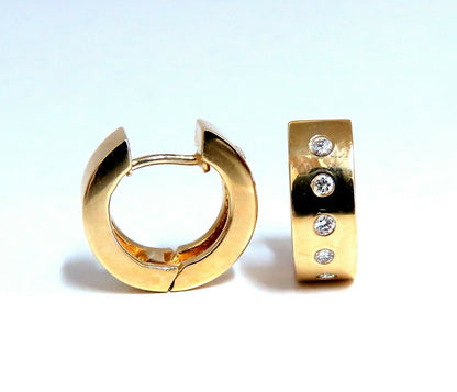 .20ct Natural Round Diamond hoop earrings 14kt 14mm flush mod deco