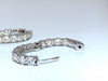 3.43ct Natural Round Diamond hoop earrings 14kt 14mm button & share prong