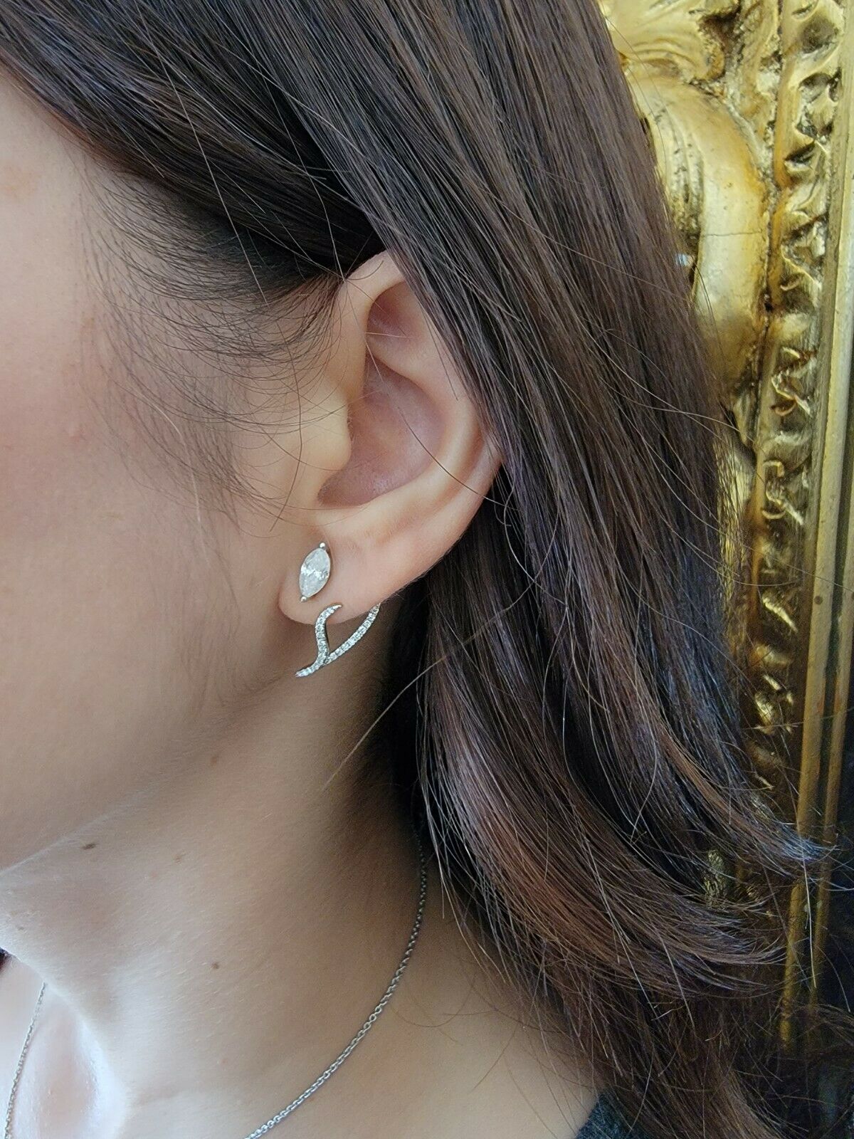 1.63ct Natural Round Diamond Stud Ear Lobe Float Earrings 14 Karat