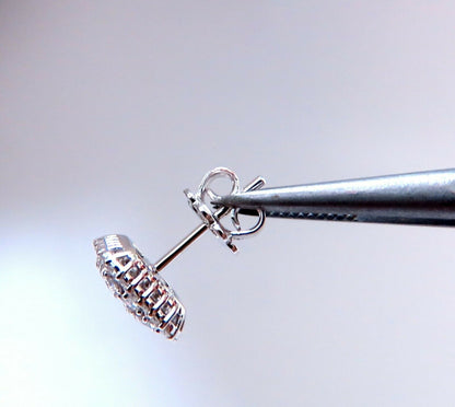 1.01ct. natural round diamond square cluster earrings 14 karat Halo