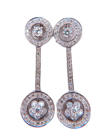 2.30ct natural diamonds cluster bar stud earrings 18kt