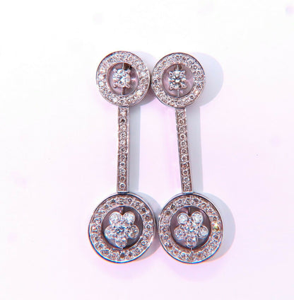 2.30ct natural diamonds cluster bar stud earrings 18kt