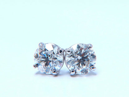 2.02ct Natural round brilliant diamond stud earrings 14 karat classic H/SI2