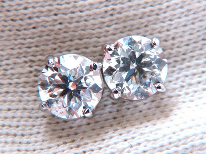 2.02ct Natural round brilliant diamond stud earrings 14 karat classic H/SI2