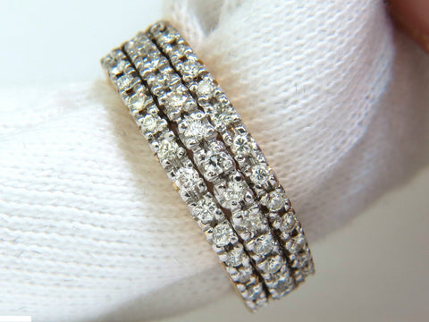 1.23CT DIAMONDS BAND RING H/VS CLASSIC 3 ROWS 14KT