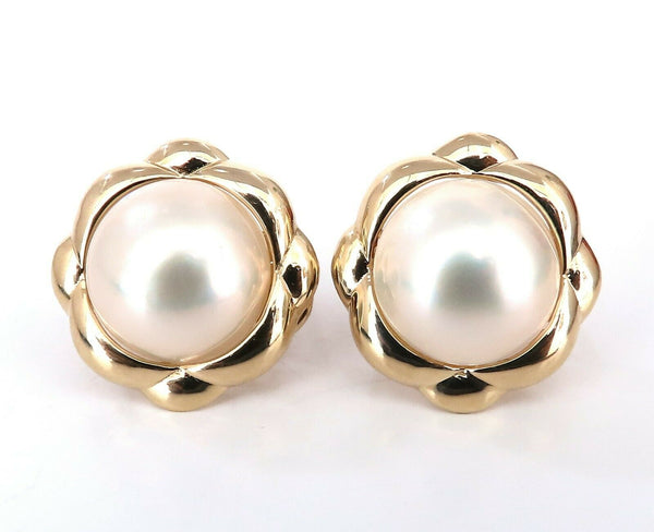 12.8mm Mabe Pearls Clip Earrings 14kt Gold