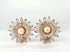 7.5mm South Seas Pearls 1ct Diamonds Sunburst Earrings 14kt Gold