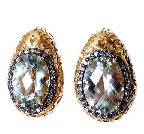 26 carat natural green amethyst & fancy colored diamond earrings 18kt Garavelli