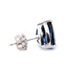 9.11ct. Trilliant cut Lab Sapphire Royal Blue stud earrings 14kt
