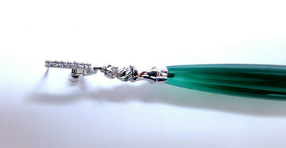 37mm extra long natural Jade drop diamond earrings 14 karat