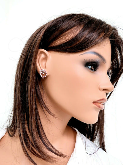 1.15ct. Natural Ruby Diamond Swirl Clip Earrings 14kt