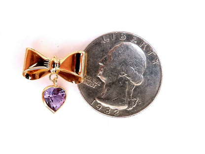 2ct natural heart purple amethyst dangle ribbon earrings 14kt