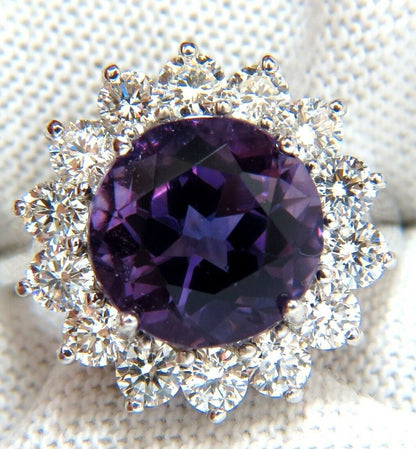 6.43CT Natural Briliant Round Bright Purple Amethyst Diamond Ring 14KT