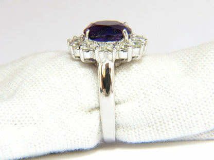 6.43CT Natural Briliant Round Bright Purple Amethyst Diamond Ring 14KT