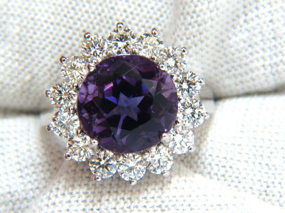 6.43CT Natural Briliant Round Bright Purple Amethyst Diamond Ring 14KT