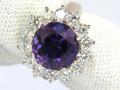 6.43CT Natural Briliant Round Bright Purple Amethyst Diamond Ring 14KT