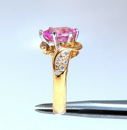 GIA Certified 2.52ct Lab Pink Sapphire Diamonds Ring 14kt