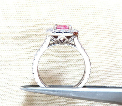 GIA Certified 1.41ct Natural Padparadscha Sapphire Diamonds Ring 14kt