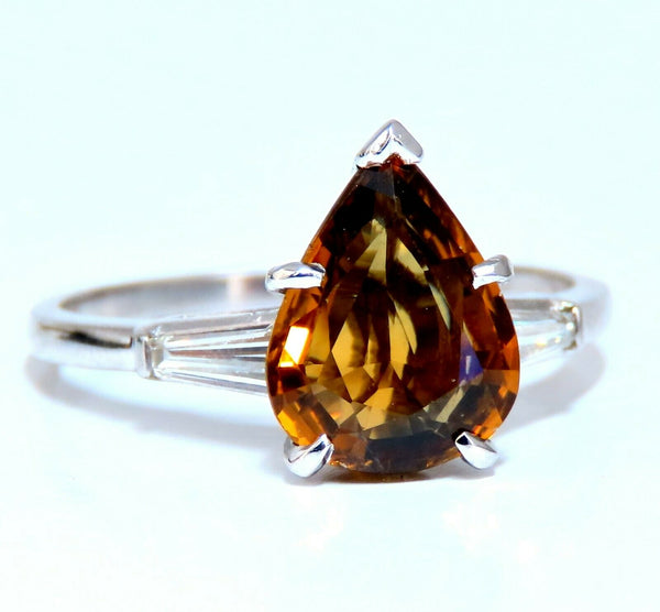 GIA Certified 2.36ct Natural Yellow Natural Sapphire Diamonds Ring Platinum