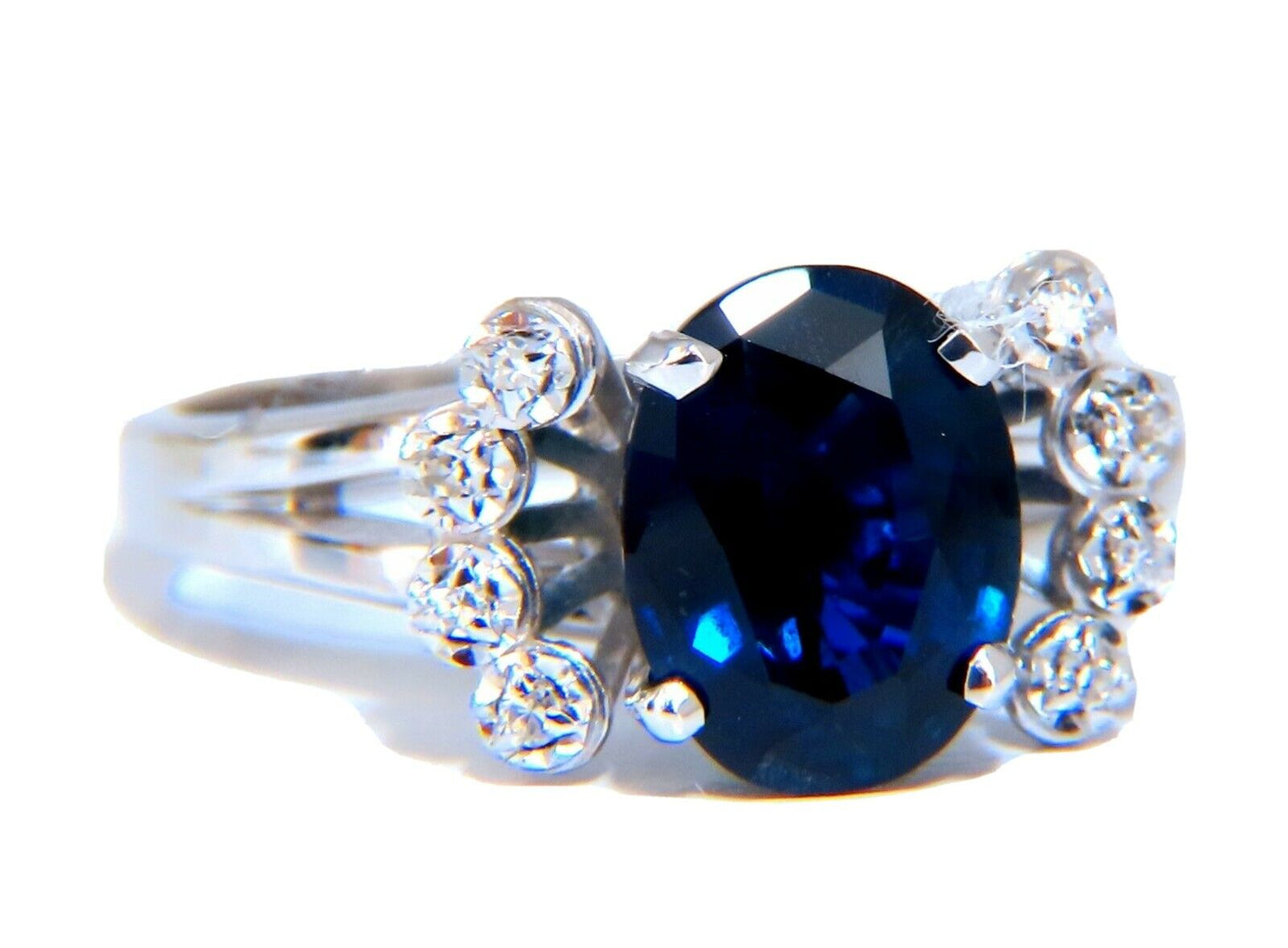 GIA Certified 1.89ct Sapphire Diamonds Ring 14kt No Heat