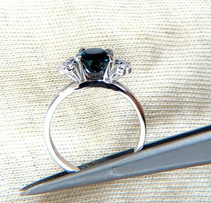 GIA Certified 1.89ct Sapphire Diamonds Ring 14kt No Heat