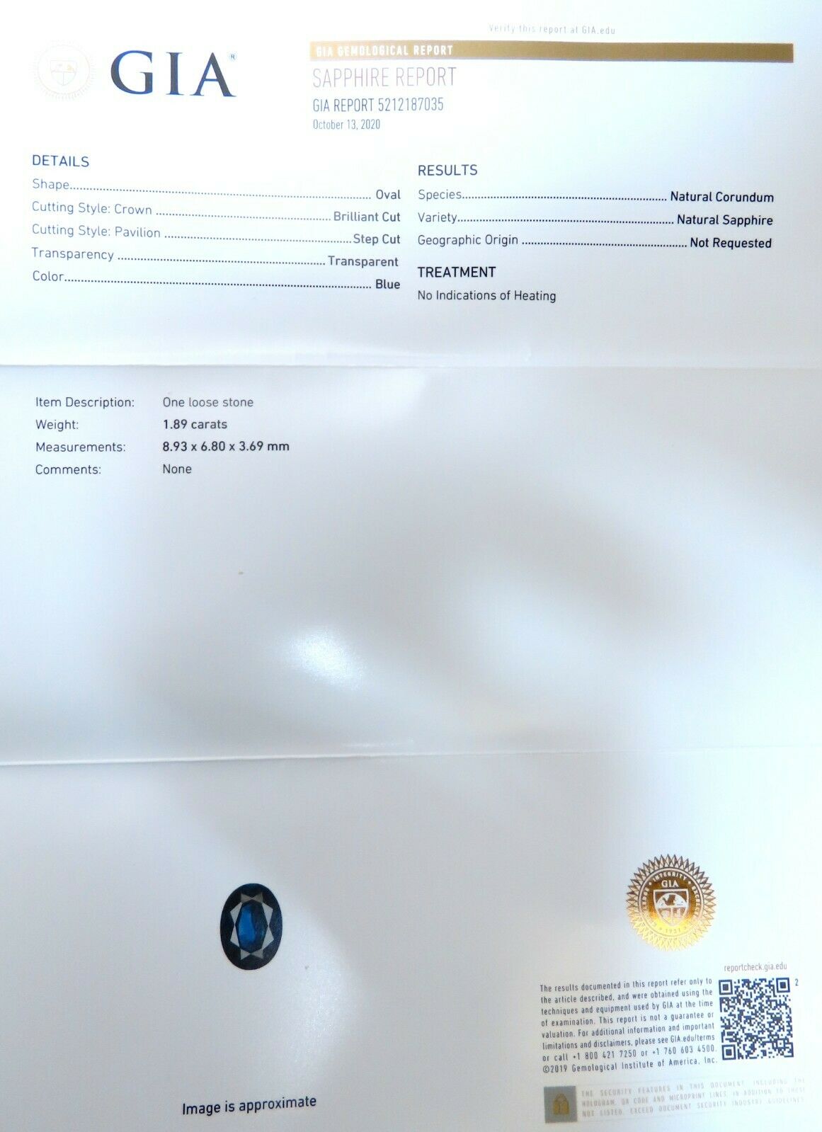 GIA Certified 1.89ct Sapphire Diamonds Ring 14kt No Heat