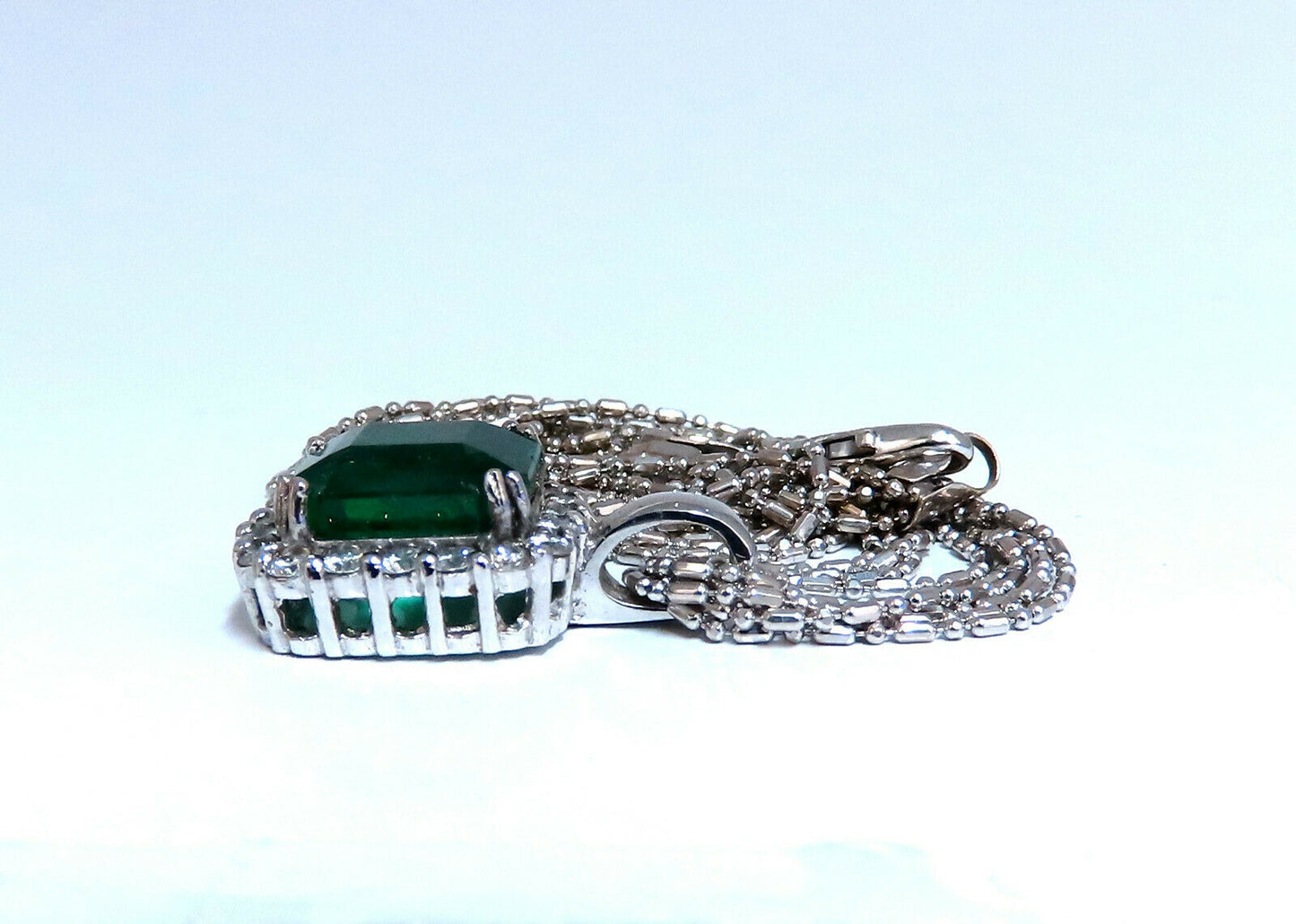 GIA Certified 5.95ct Natural Emerald Diamond Necklace 14kt