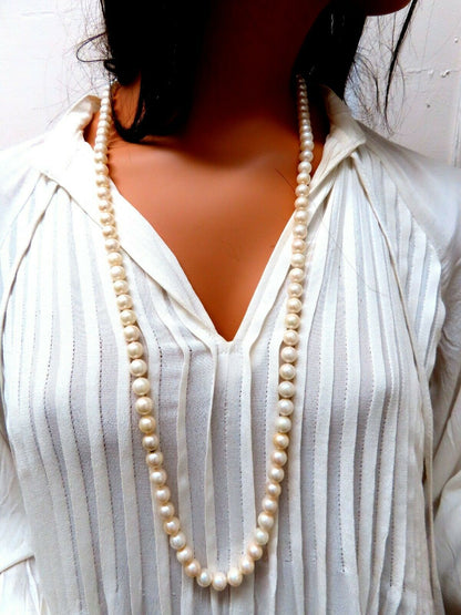 GIA certified Natural Akoya Pearls endless necklace 8.45mm