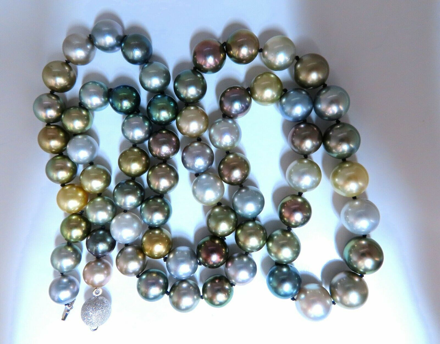 GIA certified Natural Multicolor Tahitian Saltwater Pearls necklace 14.9m 14k