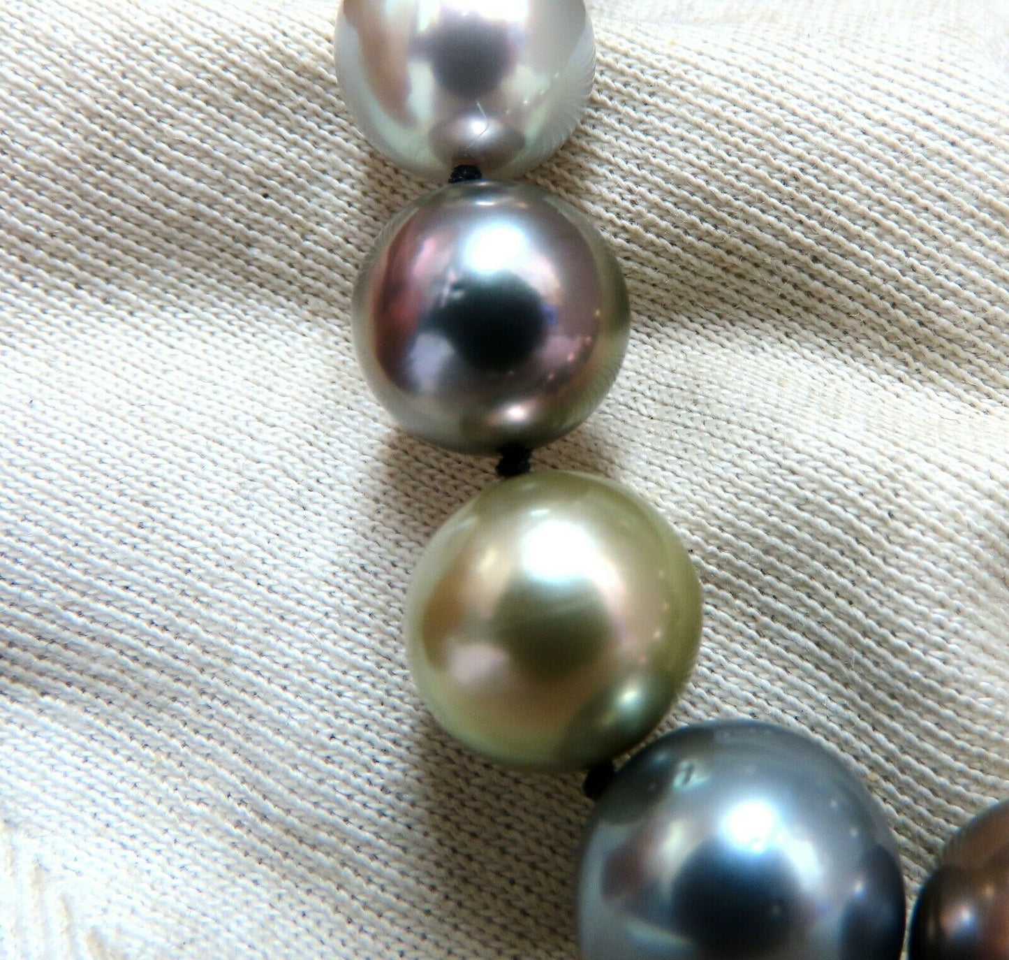 GIA certified Natural Multicolor Tahitian Saltwater Pearls necklace 14.9m 14k