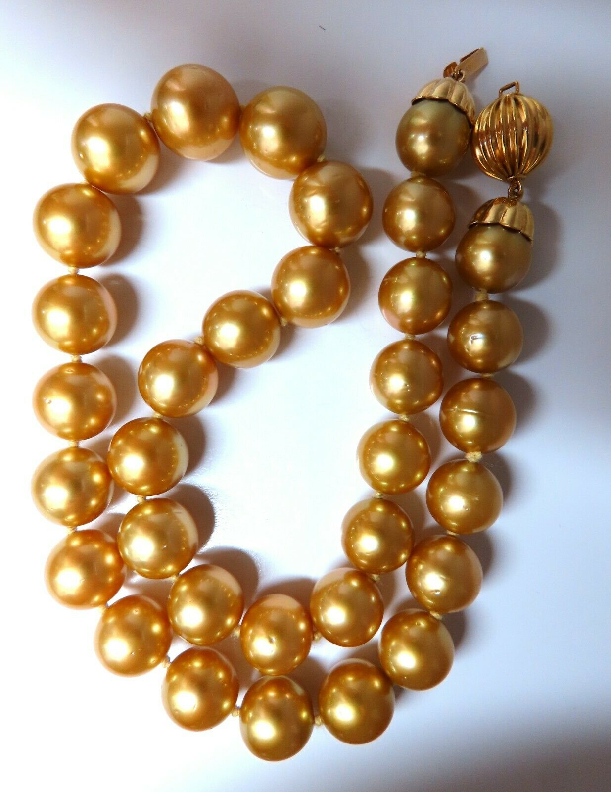 GIA certified Natural South Sea Golden Pearls Necklace 14mm