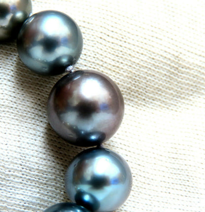 GIA certified Natural Multicolor Tahitian Saltwater Pearls necklace 13.5m 14k