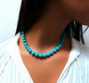 GIA Certified Vintage Natural Fine Turquoise Bead Necklace 18kt