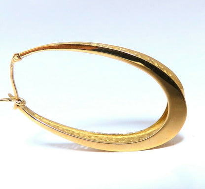 Elongated Mesh Lever Clip Hoop Earrings 14kt gold